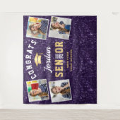 パープルモダン卒業式4フォトブース背景 タペストリー (正面)