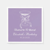 パープルモダン応援30年誕生日ナプキンス スタンダードカクテルナプキン (正面)
