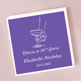パープルモダン応援30年誕生日ナプキンス スタンダードカクテルナプキン