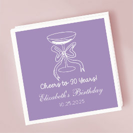 パープルモダン応援30年誕生日ナプキンス スタンダードカクテルナプキン