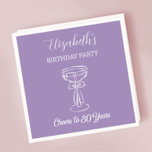 パープルモダン応援30年誕生日ナプキン