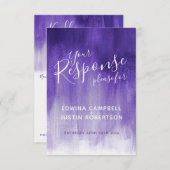 パープルモダン抽象芸術ア結婚ートの返信RSVP QR 招待状 (正面/裏面)
