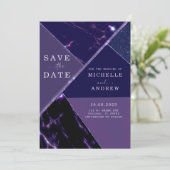 パープルモダン日付テンプレートの保存 招待状 (スタンド正面)