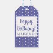 パープルモダン水玉模様誕生日名 ギフトタグ (正面)