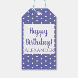 パープルモダン水玉模様誕生日名 ギフトタグ