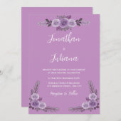 パープルモダン結婚式招待状 招待状 (正面/裏面)