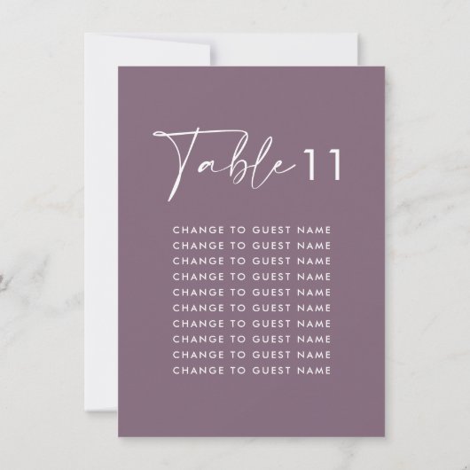 パープルモダン薄紫結婚のテーブル座席表 (裏面)
