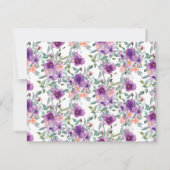 パープルモダン赤面フローラ水の色のスクリプトスワッシュ ノートカード (裏面)