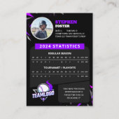 パープルモダン野球選手トレーディングカードの統計情報 コーリングカード (裏面)