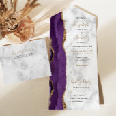 パープルモダン金ゴールドアガートマーブル結婚ズ オールインワン招待状