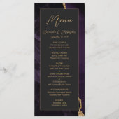 パープルモダン金ゴールドアゲートダーク結婚ズ メニュー (正面)
