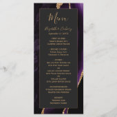 パープルモダン金ゴールドアゲートダーク結婚ズ メニュー (正面)