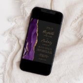 パープルモダン金ゴールドアゲートダーク結婚式招待状 招待状