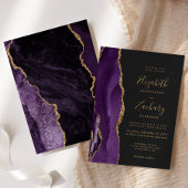 パープルモダン金ゴールドアゲートダーク結婚式招待状 招待状