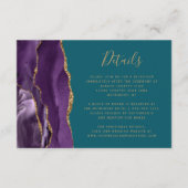 パープルモダン金ゴールドアゲートティール（緑がかった色）結婚ズ詳細 エンクロージャーカード (正面)