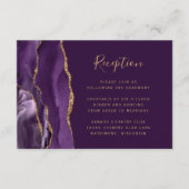 パープルモダン金ゴールドアゲートプラムウェディングレセプション エンクロージャーカード (正面)