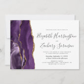 パープルモダン金ゴールドアゲート結婚式招待状 招待状 (正面)