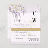 パープルモダン金ゴールドウィステリアレースRSVP (正面/裏面)