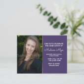 パープルモダン金ゴールドグラードパーティーフォト招待状 インビテーションポストカード (スタンド正面)