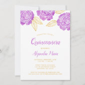 パープルモダン金ゴールドバラキンセアニェラ招待状 招待状 (正面)