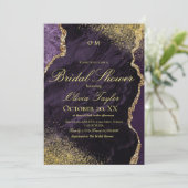 パープルモダン金ゴールドブライダルシャワー 招待状 (スタンド正面)