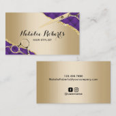 パープルモダン金ゴールドヘアドレッサー美容師サロン 名刺 (正面/裏面)