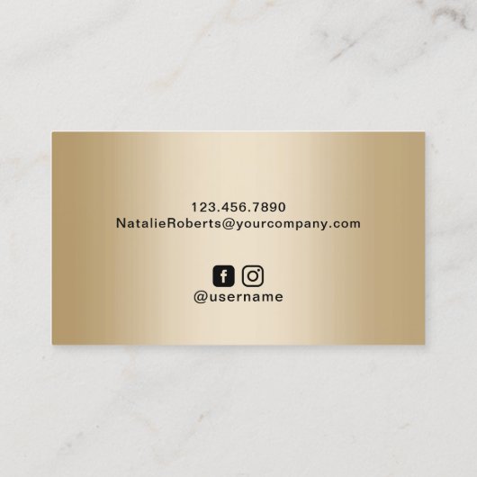 パープルモダン金ゴールドヘアドレッサー美容師サロン 名刺 (裏面)