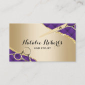 パープルモダン金ゴールドヘアドレッサー美容師サロン 名刺 (正面)