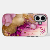 パープルモダン金ゴールドマーブルモノグラムパーソナライズされた Case-Mate iPhoneケース (裏面 (横))