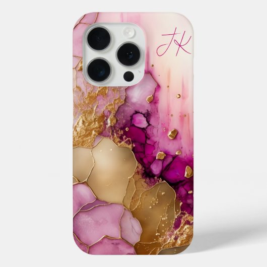 パープルモダン金ゴールドマーブルモノグラムパーソナライズされた Case-Mate iPhoneケース (裏面)