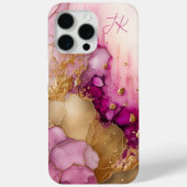 パープルモダン金ゴールドマーブルモノグラムパーソナライズされた Case-Mate iPhoneケース (裏面)