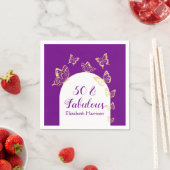 パープルモダン金ゴールド蝶の素晴らしい誕生日 スタンダードカクテルナプキン (インサイチュ)