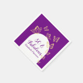 パープルモダン金ゴールド蝶の素晴らしい誕生日 スタンダードカクテルナプキン (角)
