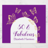 パープルモダン金ゴールド蝶の素晴らしい誕生日 スパークリングワインラベル (シングルラベル)