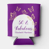 パープルモダン金ゴールド蝶の素晴らしい誕生日 缶クーラー (正面)