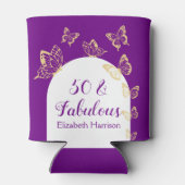 パープルモダン金ゴールド蝶の素晴らしい誕生日 缶クーラー (裏面)