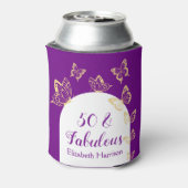 パープルモダン金ゴールド蝶の素晴らしい誕生日 缶クーラー (缶裏面)