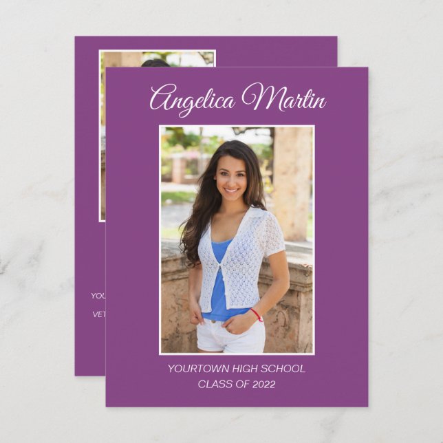 パープルモダン2サイド卒業3フォトクラス2022 (正面/裏面)