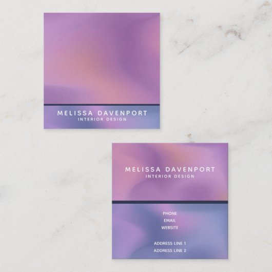 パープルモダン&ピンク旋回抽象デザイン スクエア名刺 (正面/裏面)
