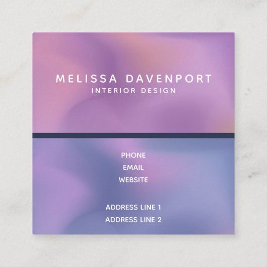 パープルモダン&ピンク旋回抽象デザイン スクエア名刺 (裏面)