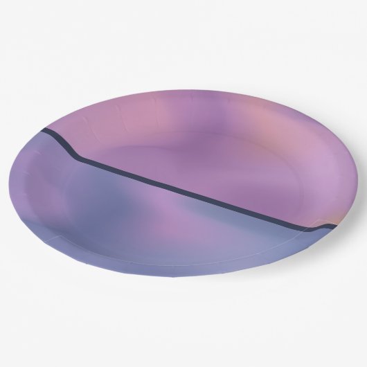 パープルモダン&ピンク旋回抽象デザイン ペーパープレート (アングル)