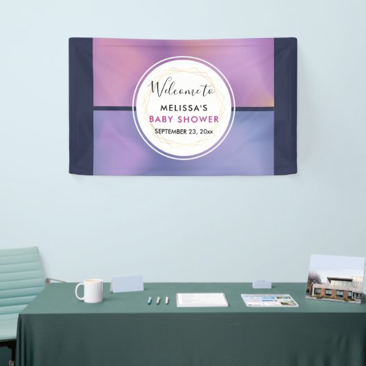 パープルモダン&ピンク旋回抽象デザイン 横断幕 (トレードショー)