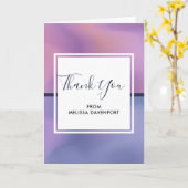 パープルモダン&ピンク渦巻き抽象芸術ありがとう カード (黄色い花)