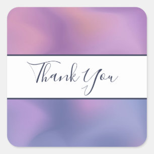 パープルモダン&ピンク渦巻き抽象芸術ありがとう スクエアシール