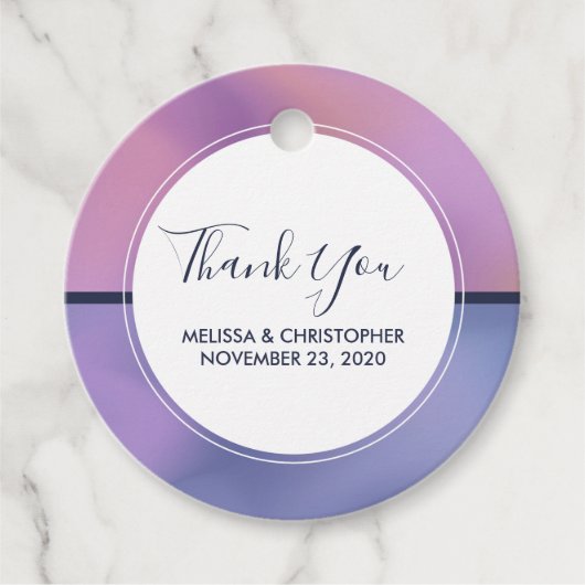 パープルモダン&ピンク渦巻き抽象芸術ありがとう フェイバータグ (正面)