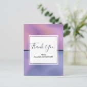 パープルモダン&ピンク渦巻き抽象芸術ありがとう ポストカード (スタンド正面)
