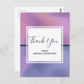 パープルモダン&ピンク渦巻き抽象芸術ありがとう ポストカード (正面/裏面)