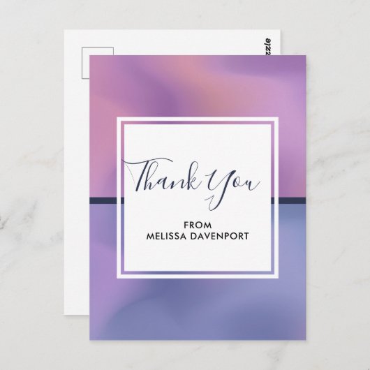 パープルモダン&ピンク渦巻き抽象芸術ありがとう ポストカード (正面/裏面)