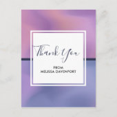 パープルモダン&ピンク渦巻き抽象芸術ありがとう ポストカード (正面)