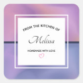パープルモダン&ピンク渦巻き抽象芸術キッチン スクエアシール (正面)